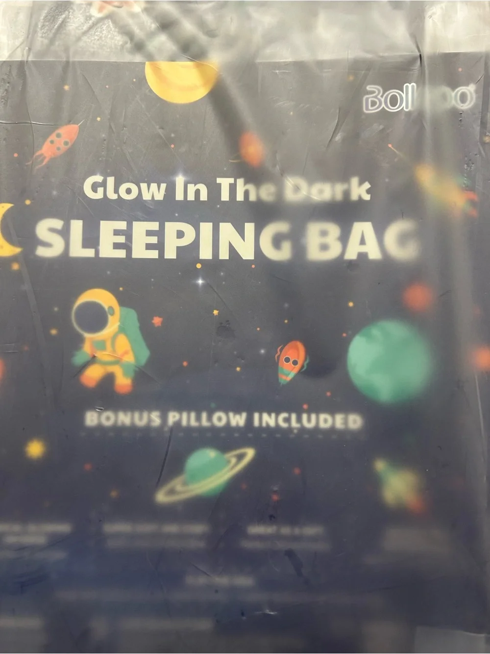 bolle Kids Space-Themed Sleeping Bag in Navy with Orange & Teal Accents